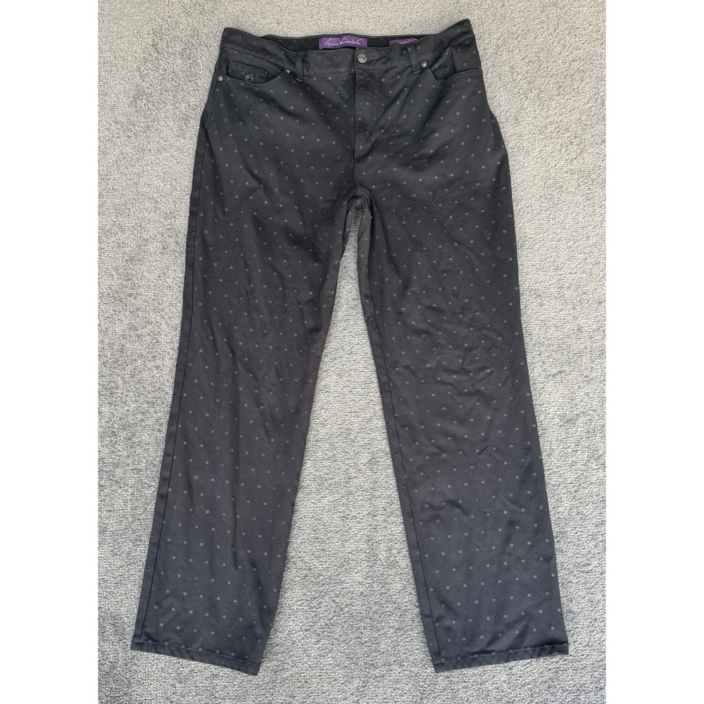 Gloria Vanderbilt Amanda‎ High Rise Tapered Polka Dot Jeans Black SZ 14
